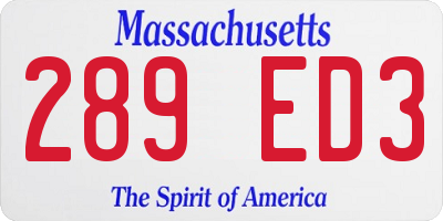 MA license plate 289ED3