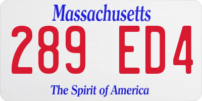 MA license plate 289ED4
