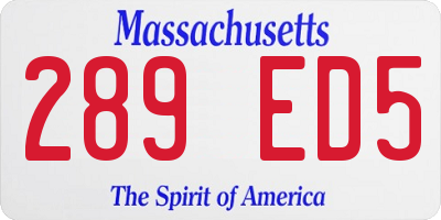 MA license plate 289ED5