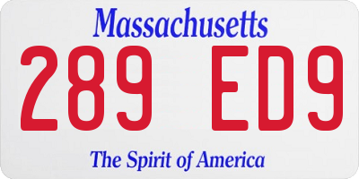 MA license plate 289ED9
