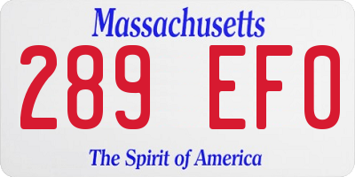 MA license plate 289EF0