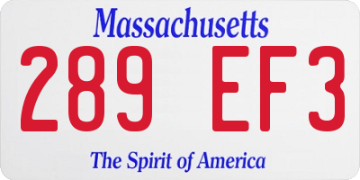 MA license plate 289EF3