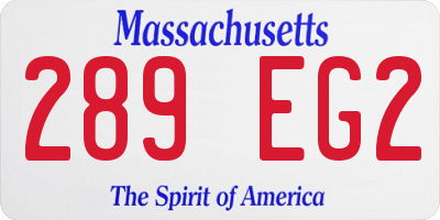 MA license plate 289EG2