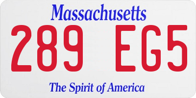 MA license plate 289EG5