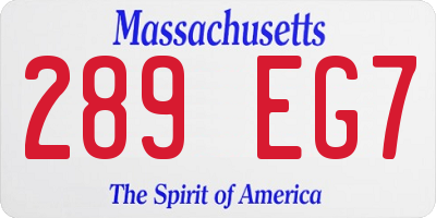 MA license plate 289EG7