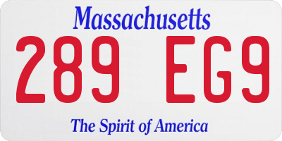 MA license plate 289EG9