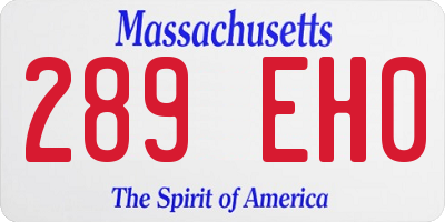 MA license plate 289EH0
