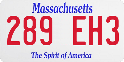 MA license plate 289EH3