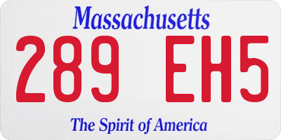MA license plate 289EH5
