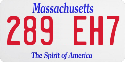 MA license plate 289EH7
