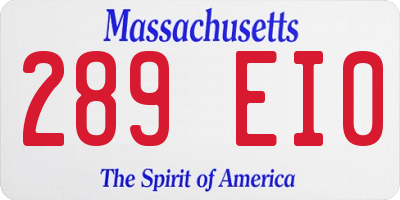MA license plate 289EI0
