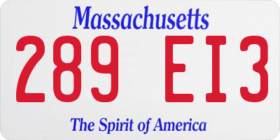 MA license plate 289EI3