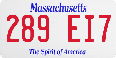 MA license plate 289EI7