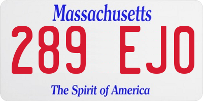 MA license plate 289EJ0