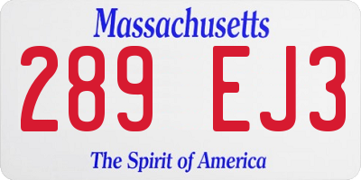 MA license plate 289EJ3