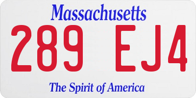 MA license plate 289EJ4