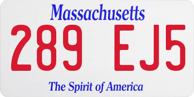 MA license plate 289EJ5