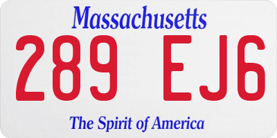 MA license plate 289EJ6