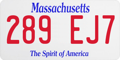 MA license plate 289EJ7