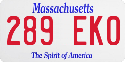 MA license plate 289EK0