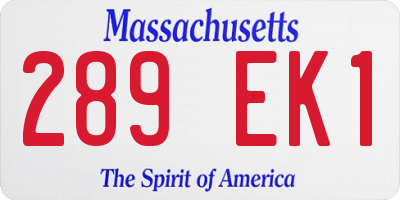 MA license plate 289EK1