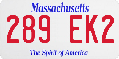 MA license plate 289EK2