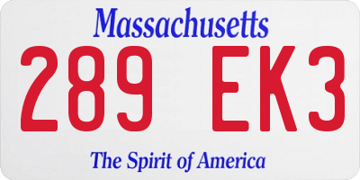 MA license plate 289EK3