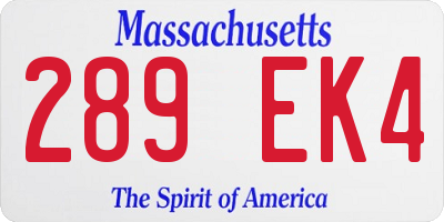MA license plate 289EK4