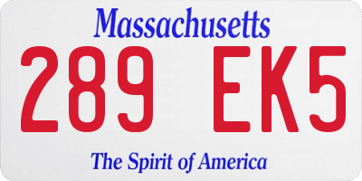 MA license plate 289EK5