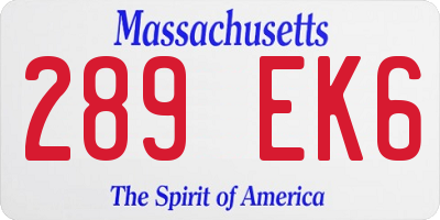 MA license plate 289EK6