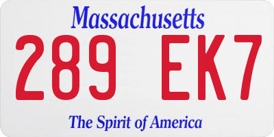 MA license plate 289EK7