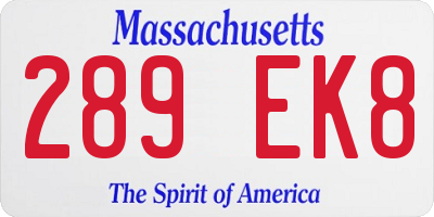 MA license plate 289EK8