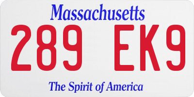 MA license plate 289EK9