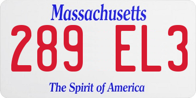 MA license plate 289EL3