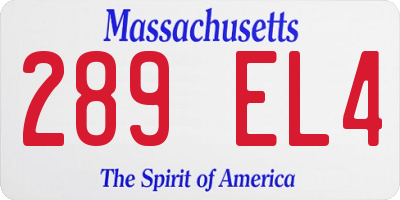 MA license plate 289EL4