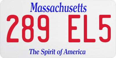 MA license plate 289EL5