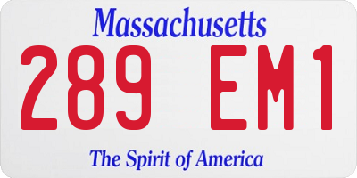 MA license plate 289EM1