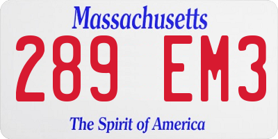 MA license plate 289EM3