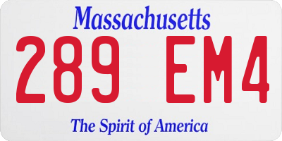 MA license plate 289EM4