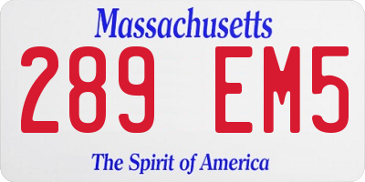 MA license plate 289EM5