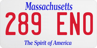 MA license plate 289EN0