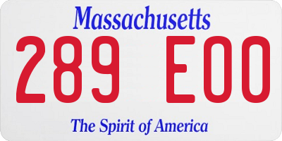 MA license plate 289EO0