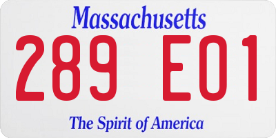 MA license plate 289EO1