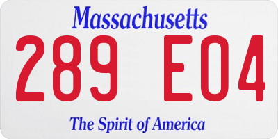 MA license plate 289EO4