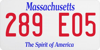 MA license plate 289EO5