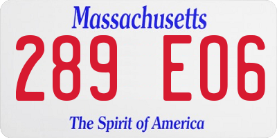 MA license plate 289EO6