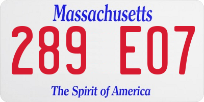 MA license plate 289EO7
