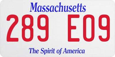 MA license plate 289EO9