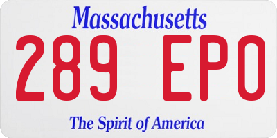 MA license plate 289EP0