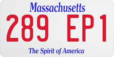 MA license plate 289EP1